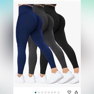 set of 2 butt defining gym leggings - gray and navy blue only
